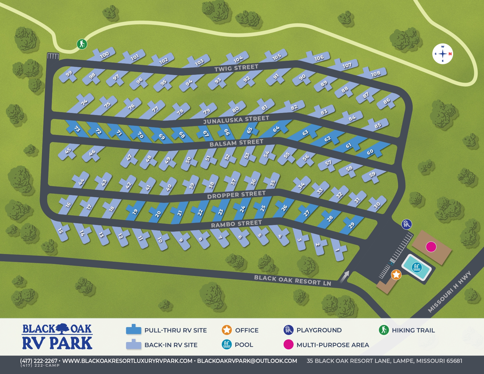 Park Map of Black Oak Resort